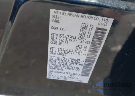 2016 Infiniti Qx60 z USA, uszkodzony, nr VIN 5N1AL0MM1GC521080